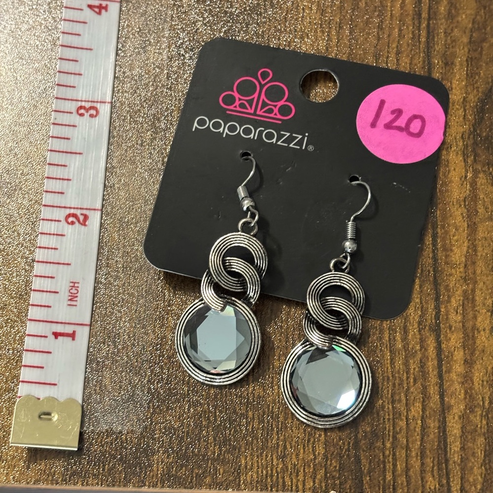 Paparazzi Textured Silver Earrings